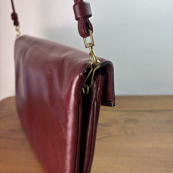 Vintage Etienne Aigner Burgundy Oxblood Leather Classic Clutch Shoulder Bag - Picture 5 of 16